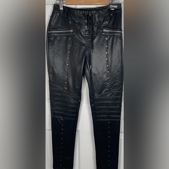 C&J Collections‎ Chicago STUDDED FAUX LEATHER PANTS SIZE LARGE - Picture 5 of 9